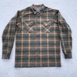 Vintage Pendleton Board Surf Shirt Mens Plaid Wool Loop Collar Flannel Japan USA